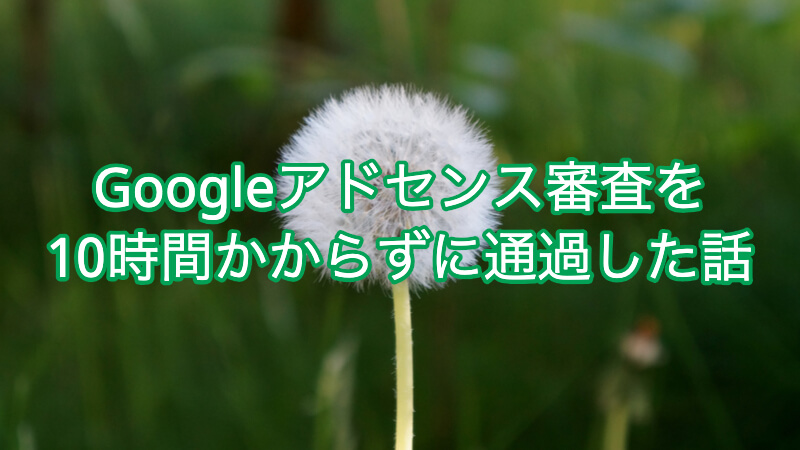 Googleアドセンス審査を10時間かからずに通過した話